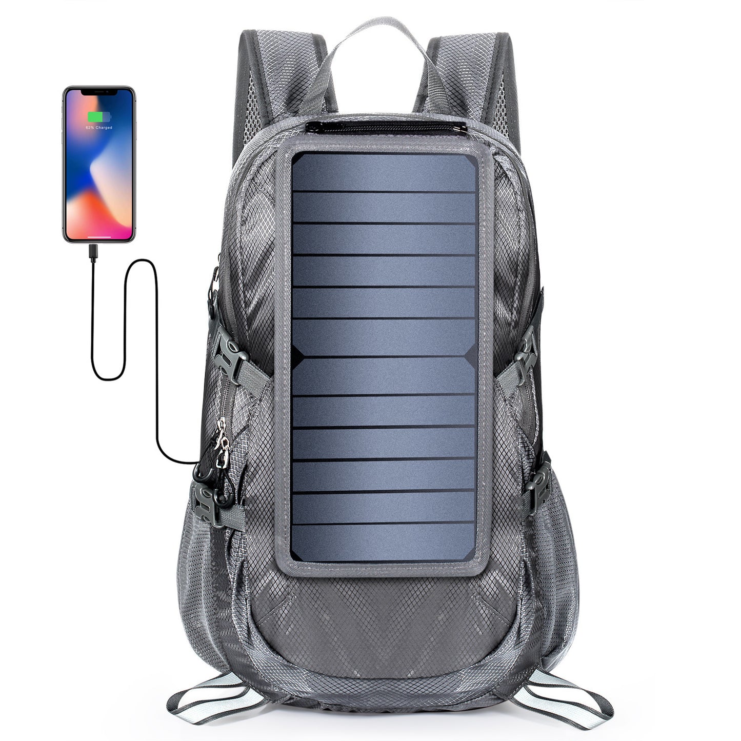 Solar Hiking Backpack Foldable With 5V Power Supply