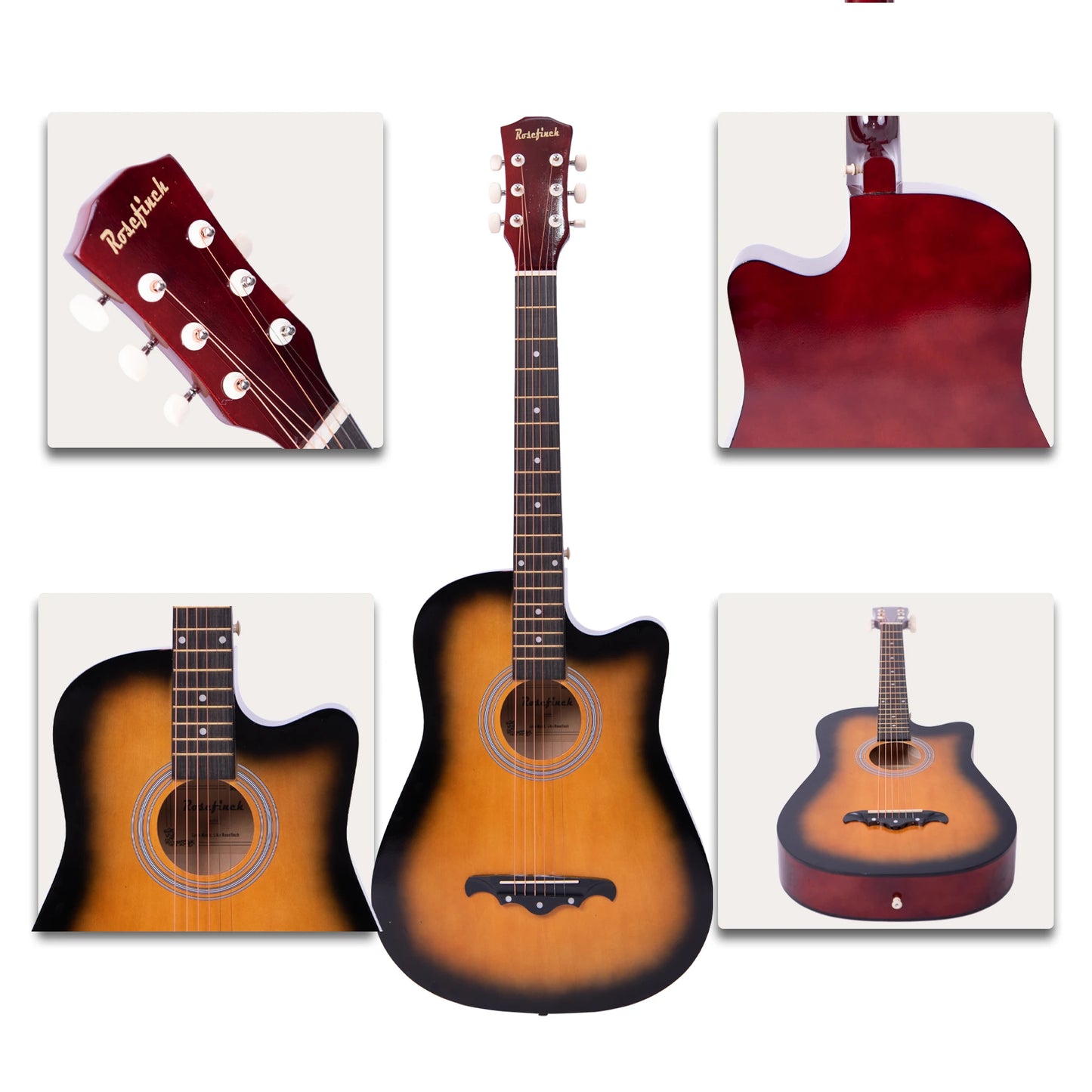 38 Inch Acoustic Guitar for Travel with Picks, Bag, and Steel Strings