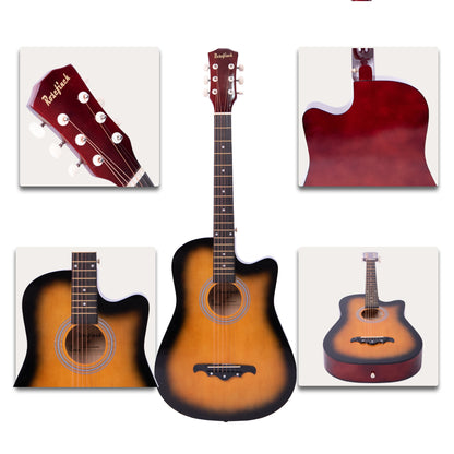 38 Inch Acoustic Guitar for Travel with Picks, Bag, and Steel Strings