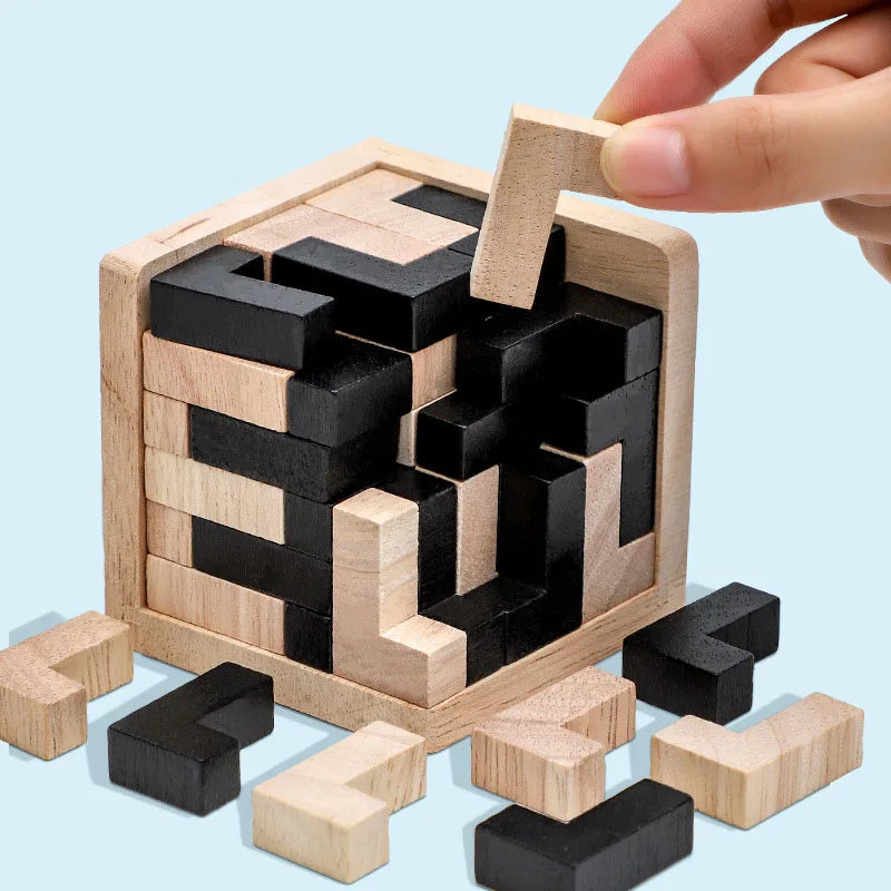 Rompecabezas de cubo de madera 3D creativo 