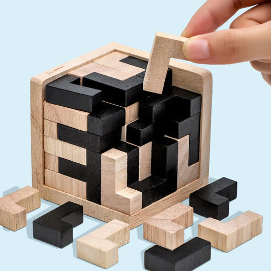 Creative 3D Wooden Cube Puzzle Brain Teaser