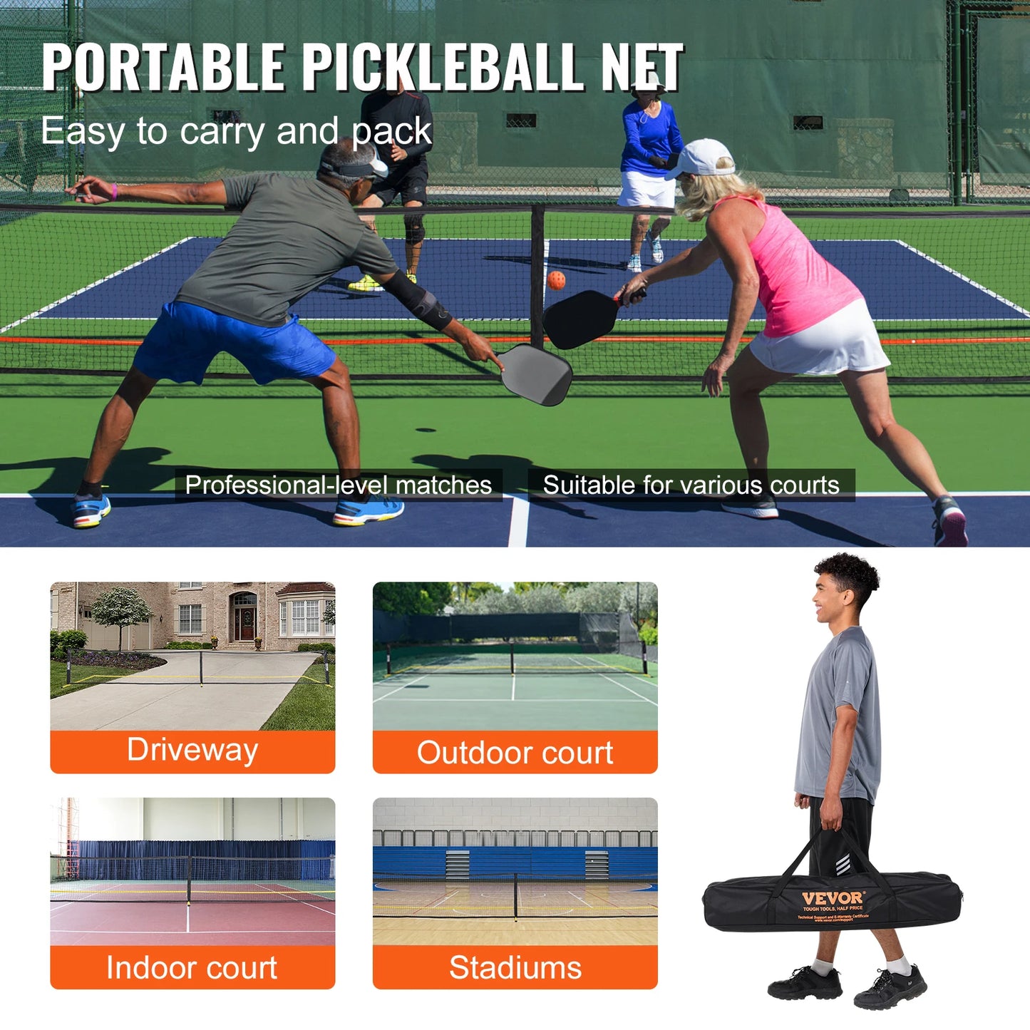 Portable Pickleball Net System 22FT Inclusive Kit