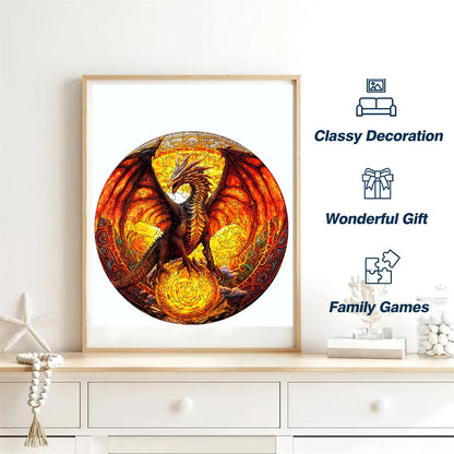 Wooden Fiery Dragon Jigsaw Puzzle 3D