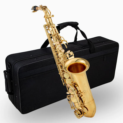 Saxofón Alto Eb de alta calidad, instrumento Musical dorado lacado de latón con estuche