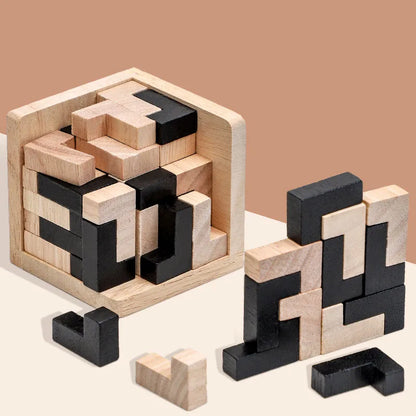 Rompecabezas de cubo de madera 3D creativo 