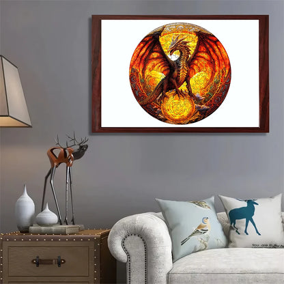 Wooden Fiery Dragon Jigsaw Puzzle 3D