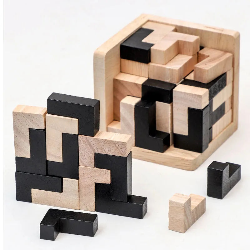 Rompecabezas de cubo de madera 3D creativo 