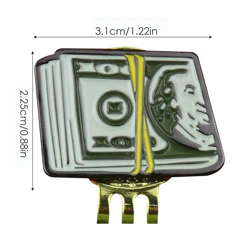 Dollar Bill Golf Ball Mark With Magnetic Golf Hat Clip