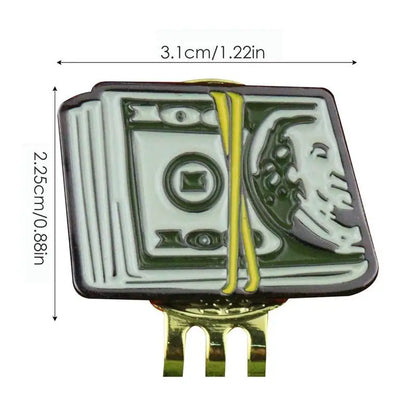 Dollar Bill Golf Ball Mark With Magnetic Golf Hat Clip